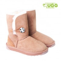 Ever Australia Sheepskin UGG 短款水晶单扣雪地靴 栗色